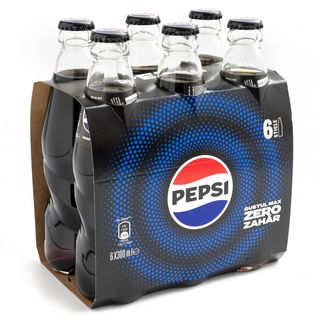 Pepsi Zero Zahar, bautura cu aroma de cola, sticla, 6x300ml