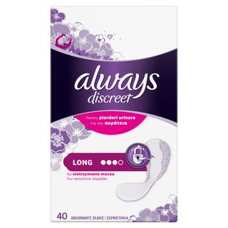 Absorbante zilnice pentru incontinenta urinara Always Discreet Long, 40 buc