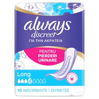 Absorbante Zilnice Pentru Incontinenta Urinara Always Discreet Long, 10 Buc