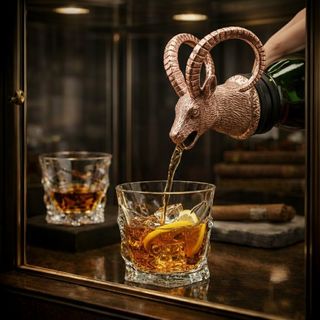 Umjetnički metalni nastavak za sipanje u boji "Rose Gold" u obliku glave divokoze