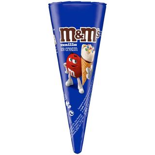 M&Ms Inghetata de vanilie intr-un cornet de napolitana (17%) cu drajeuri de ciocolata cu lapte (6.4%)
