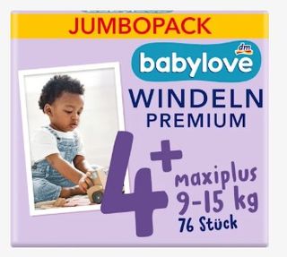 babylove PREMIUM pelene JUMBOPACK, maxiplus veličina 4+ (9-15 kg), 76 kom