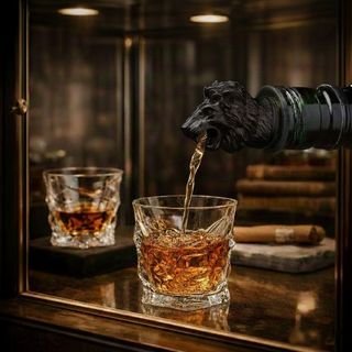 Umjetnički metalni nastavak za sipanje u obliku glave lava u crnoj boji