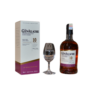 Whisky Glenallachie Ruby Port Cask Finish 10 Ani 0.7L, Pahar Glencairn Copita Cadou