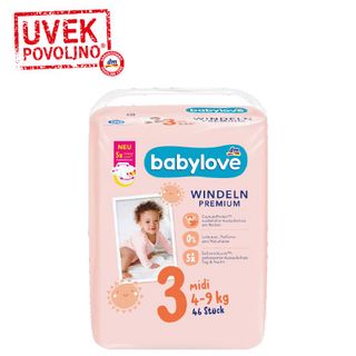 babylove PREMIUM pelene midi, veličina 3 (4-9 kg), 46 kom