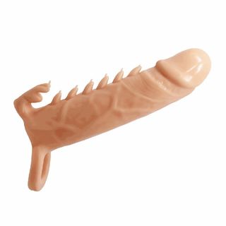 Prelungitor penis cu tepi, Extended Sleeve, Emmitt Flesh, 16 cm