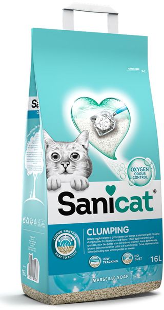 SANICAT Clumping Nisip pentru pisici Marseille soap, bentonită 10L/8,7kg