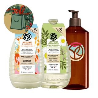 Set Rezerva Gel de Dus Ovaz + Rezerva Gel de dus Verbina + Flacon Reutilizabil