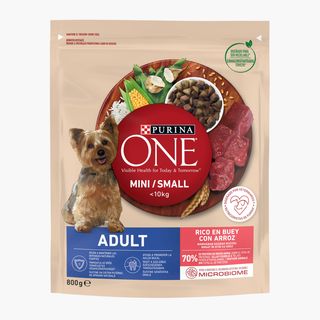 Purina One, Hrană uscată pentru câini mini adult, 800g, cu vită și orez