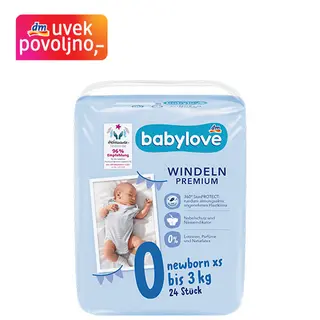 babylove Premium newborn pelene veličine XS (do 3kg) 24kom 1567624