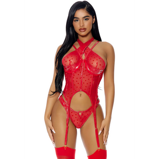 Set Lenjerie intima sexy, Forplay, Steal Your Heart - Rosu