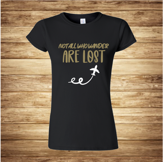 NOT ALL WHO WANDER crna ženska majica t-shirt