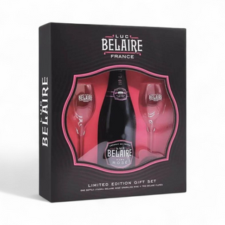 Vin spumant Rose Brut Luc Belaire cu 2 pahare 12.5%, 0.75l