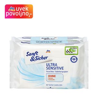 Sanft&Sicher Ultra Sensitive vlažni toaletni papir, 2x50kom