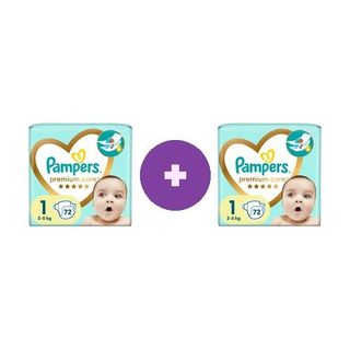 2 x Scutece Pampers Premium Care Marimea 1, 2-5kg, 72 BUC