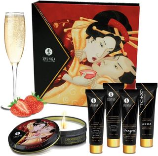 Set Shunga Geisha's Organica Secrets, Sparkling Strawberry Wine Massage Oil