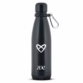 zoe Heart Logo Stainless Steel Bottle Black
