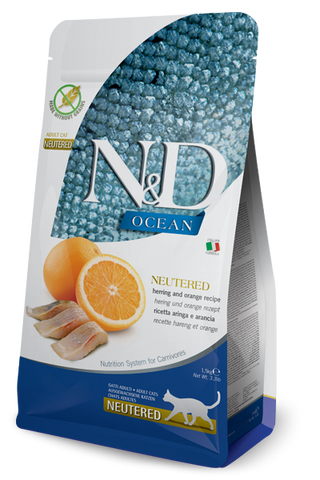 N&D Ocean Neutered Adult 1.5kg. - haringa i pomorandža