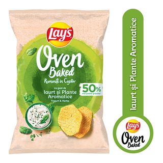 Lay's Baked rumeniti in cuptor, chipsuri din cartofi cu iaurt si ierburi aromatice, 105g