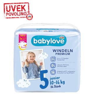babylove PREMIUM pelene junior, veličina 5 (10-16 kg), 36 kom