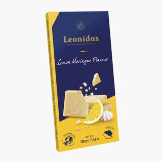 Tabletă Lemon Meringue, ciocolată albă cu bezea și zahăr aromat de lămaie 100g