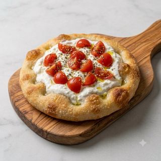 Pinsa con stracciatella e pomodoro fresco
