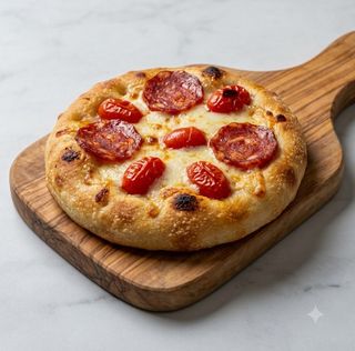 Pinsa pomodoro, mozzarella e ventricina dell'alto vastese