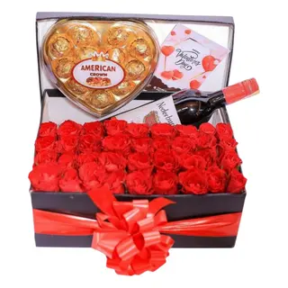 Box of Roses with Nederburg & Chocolates