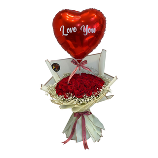 Flowers With Heart Shape Ballons