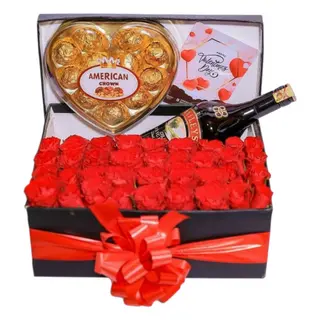 Box of Roses with Baileys & Chocolates