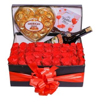 Box of Roses with Baileys & Chocolates