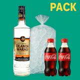 Uganda Waragi Premium 750 ml + 2x Coke 330 ml + Ice 1kg