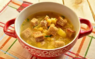 Суп гороховый с говядиной и сухариками (485г)