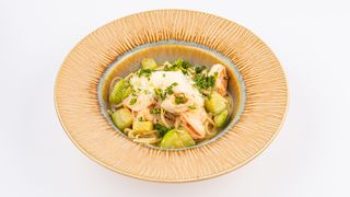 Спагетти алио и олио с креветками и кабачками (250г)