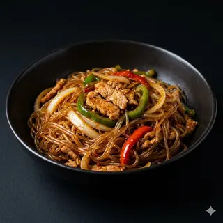 373 Spaghetti di soia con carne piccante