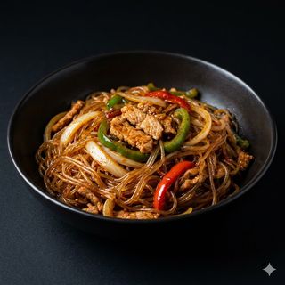 373 Spaghetti di soia con carne piccante