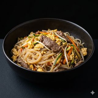 375 Spaghetti di riso con manzo e verdure