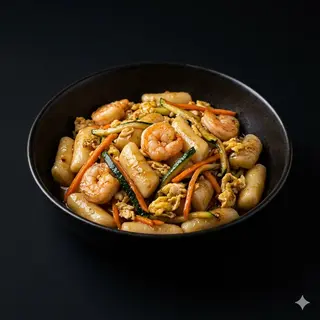 379 Gnocchi di riso con gamberi e verdure