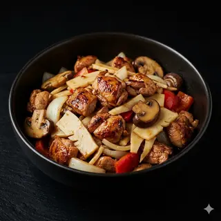394 Pollo bambu e funghi