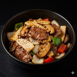 398 Manzo bambu e funghi