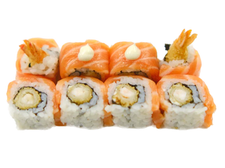 39ga Uramaki tigermaki gamberoni e ricoperti di salmone