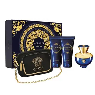 Versace Dylan Blue (Women) Set: 100ml EDP+ 100ml BL+ 100ml SG+ Clutch bag