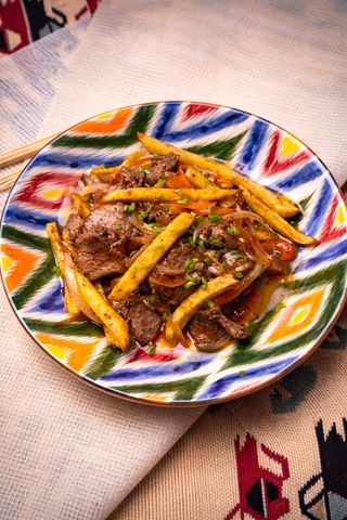 Мясо с фри (400г)