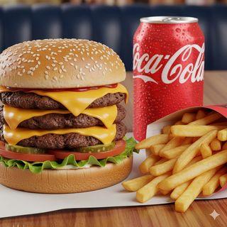 Triplo cheeseburger - menù