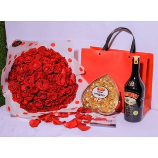 50 Red Roses, Baileys, Chocolate