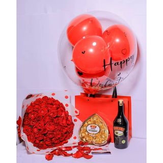 50 Red Roses, Baileys, Chocolate, Balloon