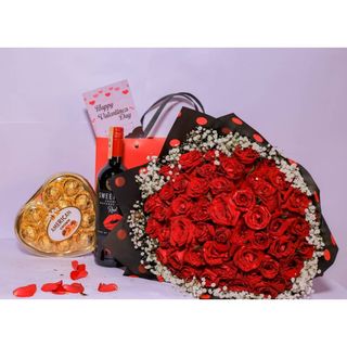 50 Roses With Gypso Sweet Lips, Chocolate