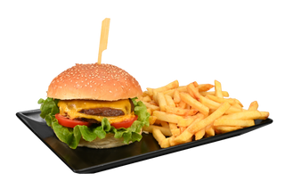 Double cheesburger con patatine