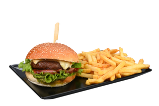 Hamburger saporito con patatine