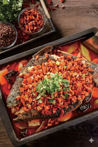 613 - Pesce grigliato piccante al fuoco